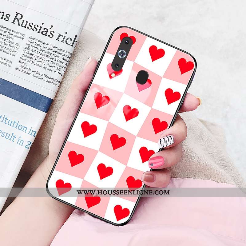 Coque Samsung Galaxy A8s Verre Rouge Téléphone Portable Étui Étoile Difficile