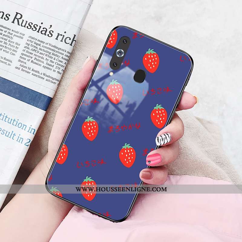 Coque Samsung Galaxy A8s Verre Rouge Téléphone Portable Étui Étoile Difficile