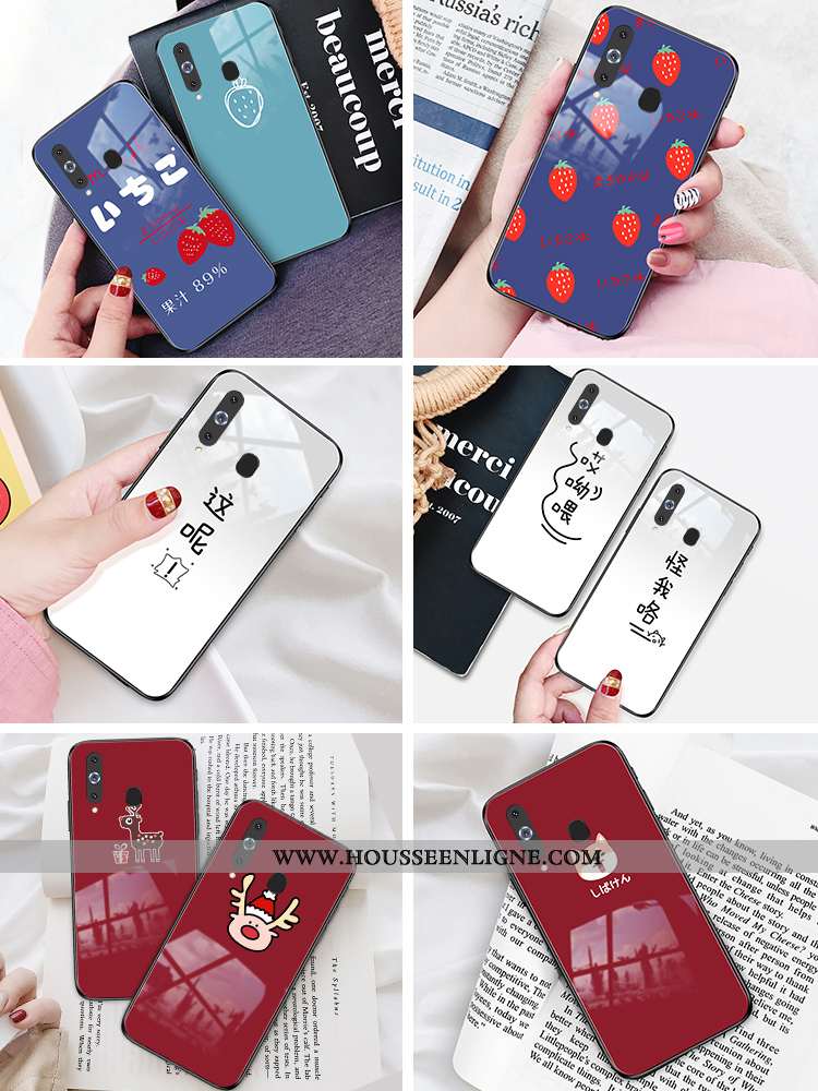 Coque Samsung Galaxy A8s Verre Rouge Téléphone Portable Étui Étoile Difficile