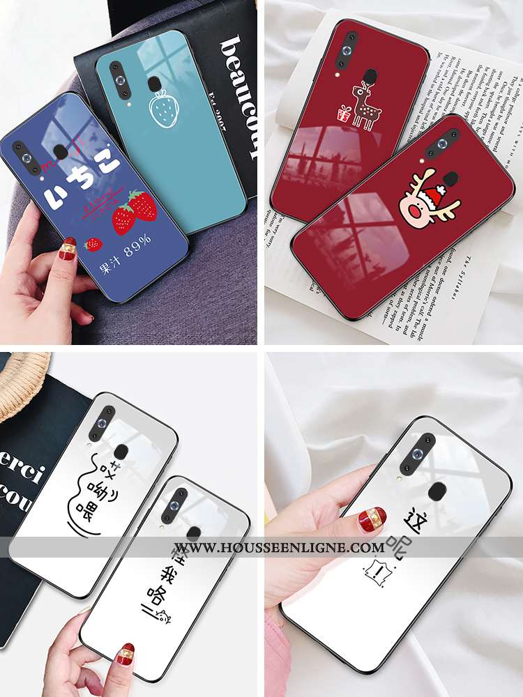 Coque Samsung Galaxy A8s Verre Rouge Téléphone Portable Étui Étoile Difficile