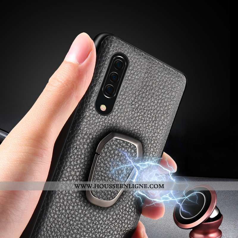 Coque Samsung Galaxy A90 5g Cuir Véritable Cuir Anneau Business Incassable Tout Compris Étoile Rouge