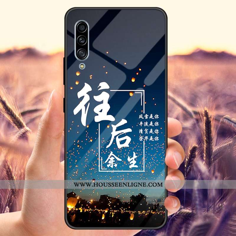 Coque Samsung Galaxy A90 5g Verre Miroir Personnalisé Tout Compris Tempérer Bleu Marin Bleu Foncé