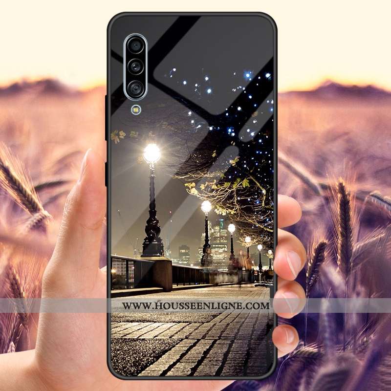 Coque Samsung Galaxy A90 5g Verre Miroir Personnalisé Tout Compris Tempérer Bleu Marin Bleu Foncé
