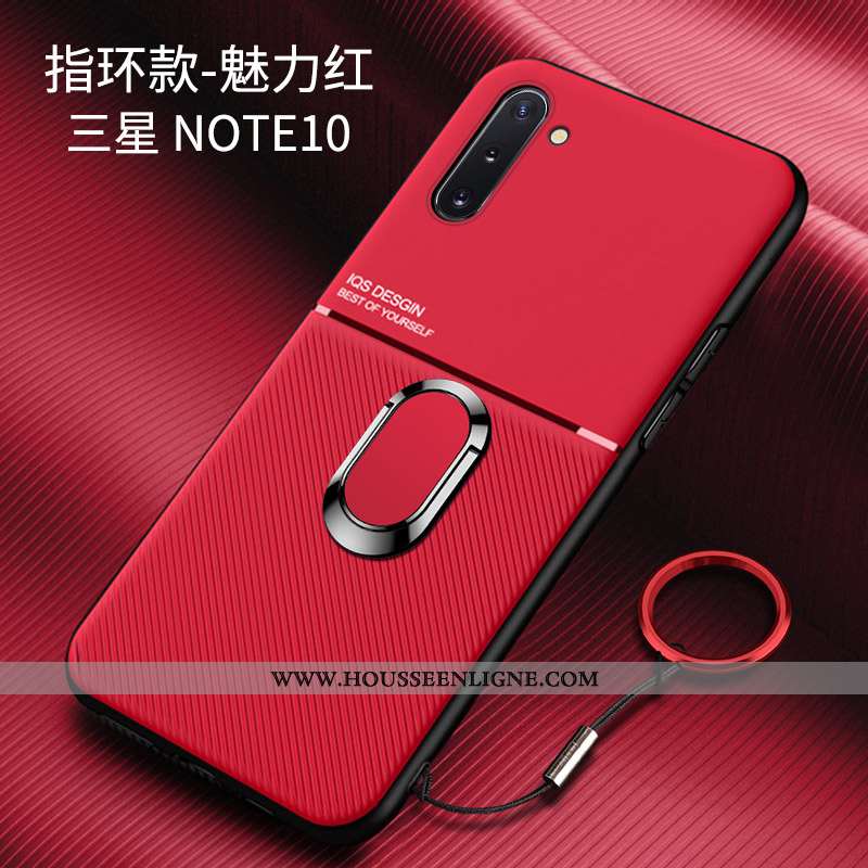 Coque Samsung Galaxy Note 10 Créatif Tendance Difficile Délavé En Daim Tout Compris Rouge Incassable