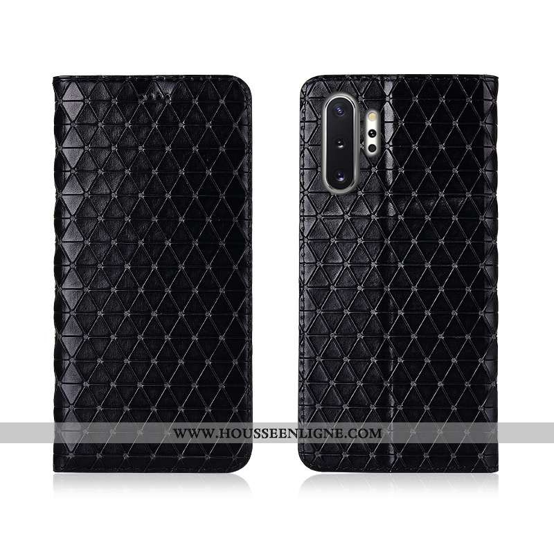 Coque Samsung Galaxy Note 10+ Cuir Fluide Doux Housse Étoile Téléphone Portable Nouveau Noir
