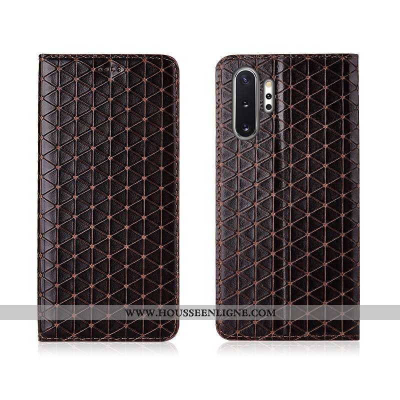 Coque Samsung Galaxy Note 10+ Cuir Fluide Doux Housse Étoile Téléphone Portable Nouveau Noir