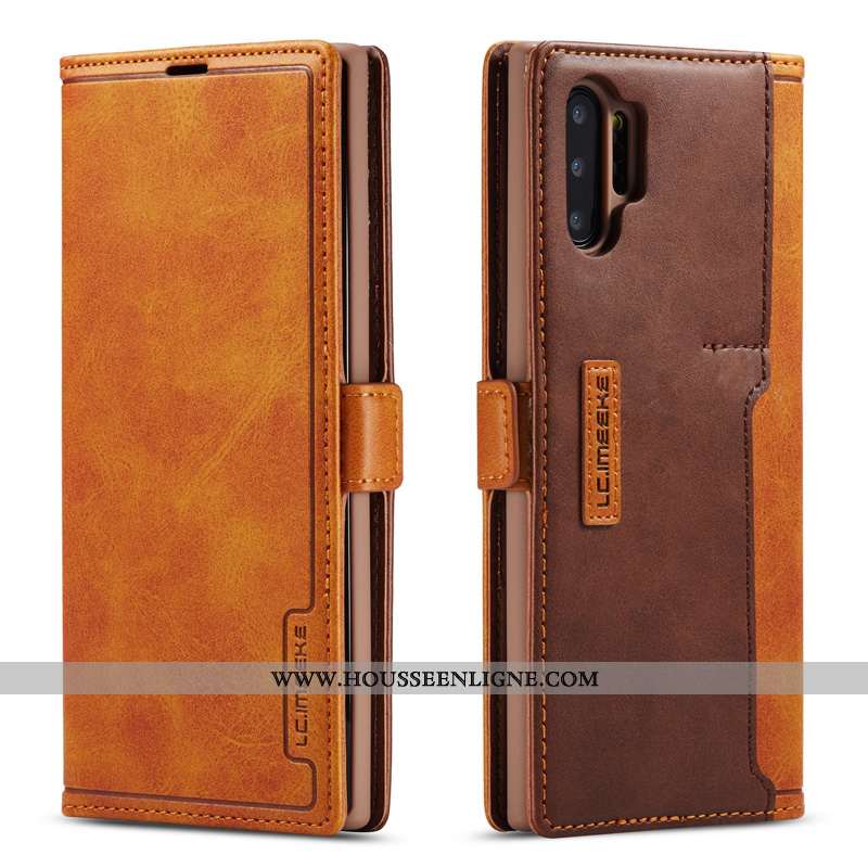 Coque Samsung Galaxy Note 10+ Cuir Véritable Étoile Tout Compris Étui Simple Membrane Marron