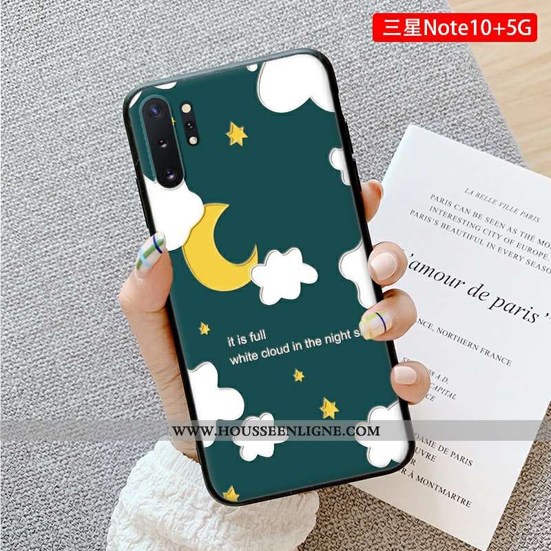 Coque Samsung Galaxy Note 10+ Délavé En Daim Gaufrage Téléphone Portable Dimensionnel Dessin Animé A