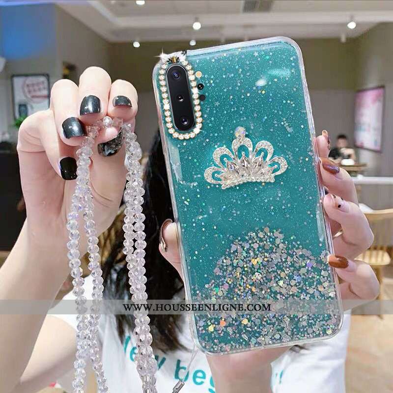 Coque Samsung Galaxy Note 10+ Fluide Doux Protection Étui Étoile Strass Bleu Cristal