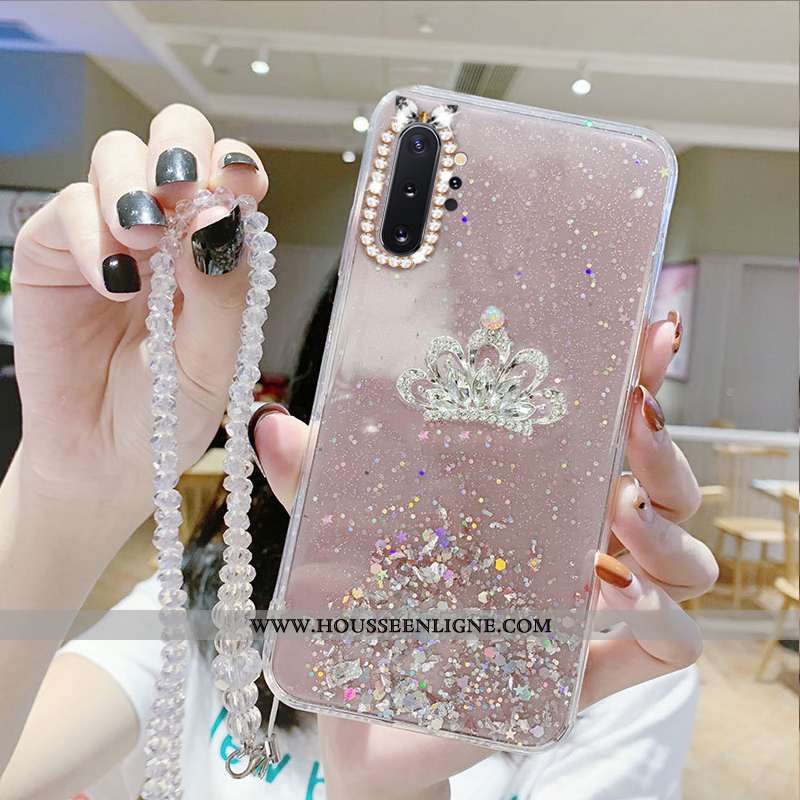 Coque Samsung Galaxy Note 10+ Fluide Doux Protection Étui Étoile Strass Bleu Cristal