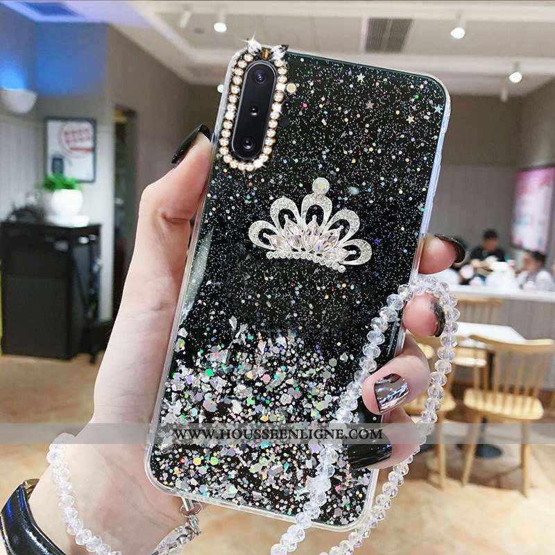 Coque Samsung Galaxy Note 10+ Fluide Doux Protection Étui Étoile Strass Bleu Cristal