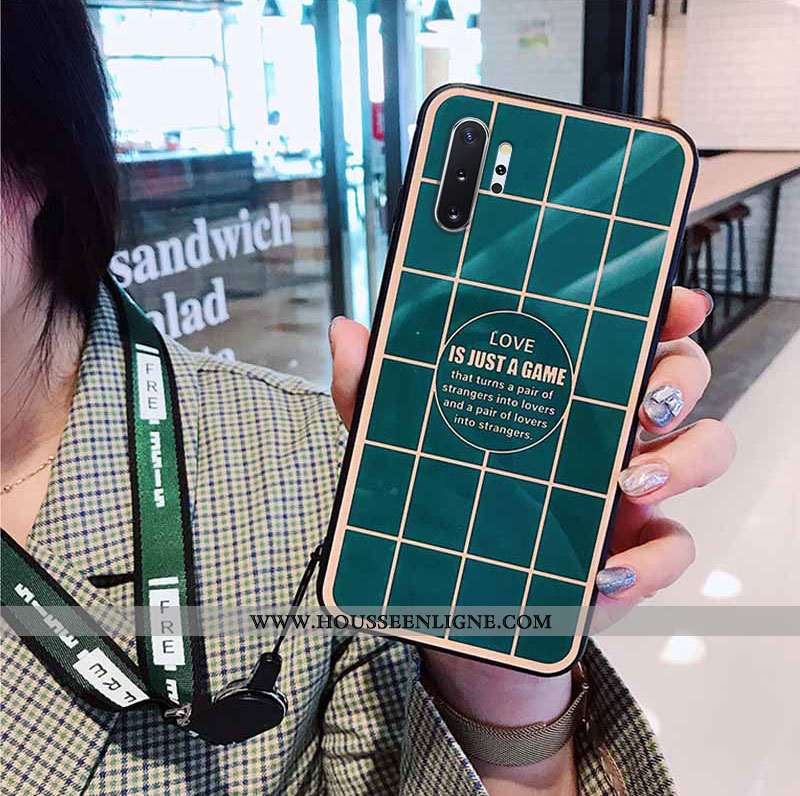Coque Samsung Galaxy Note 10+ Fluide Doux Silicone Vent Créatif Miroir Plaid Verte
