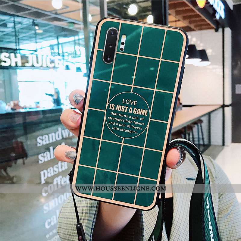 Coque Samsung Galaxy Note 10+ Fluide Doux Silicone Vent Créatif Miroir Plaid Verte