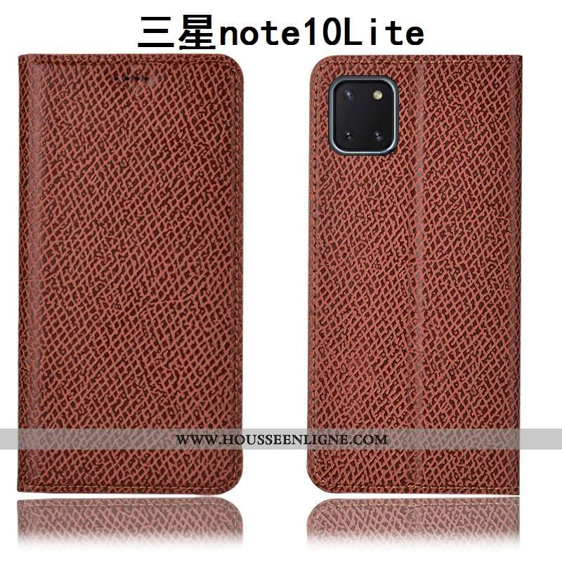 Coque Samsung Galaxy Note 10 Lite Cuir Véritable Modèle Fleurie Étui Incassable Tout Compris Housse 