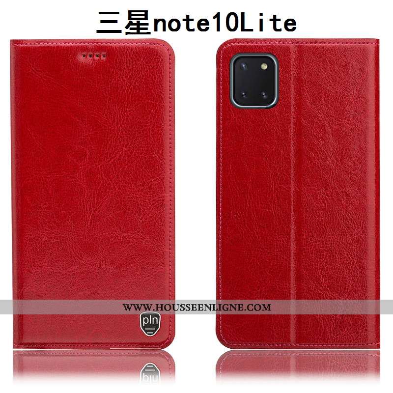 Coque Samsung Galaxy Note 10 Lite Cuir Véritable Modèle Fleurie Étui Kaki Tout Compris Housse Incass