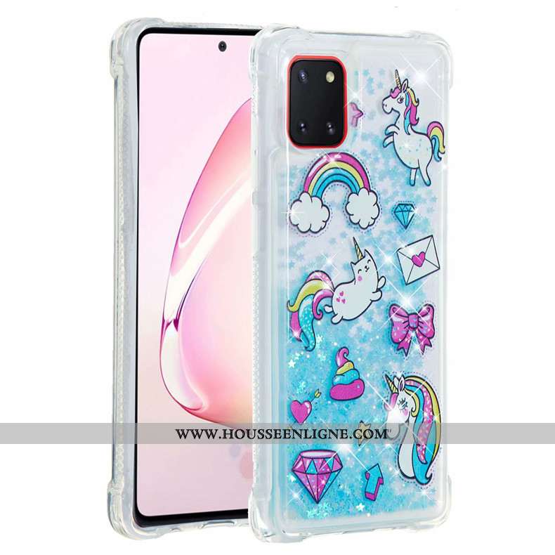 Coque Samsung Galaxy Note 10 Lite Fluide Doux Rose Étui Rouge Étoile Téléphone Portable