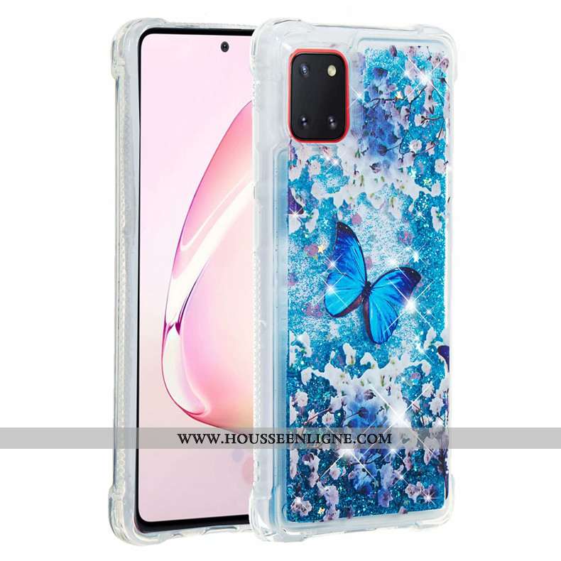 Coque Samsung Galaxy Note 10 Lite Fluide Doux Rose Étui Rouge Étoile Téléphone Portable