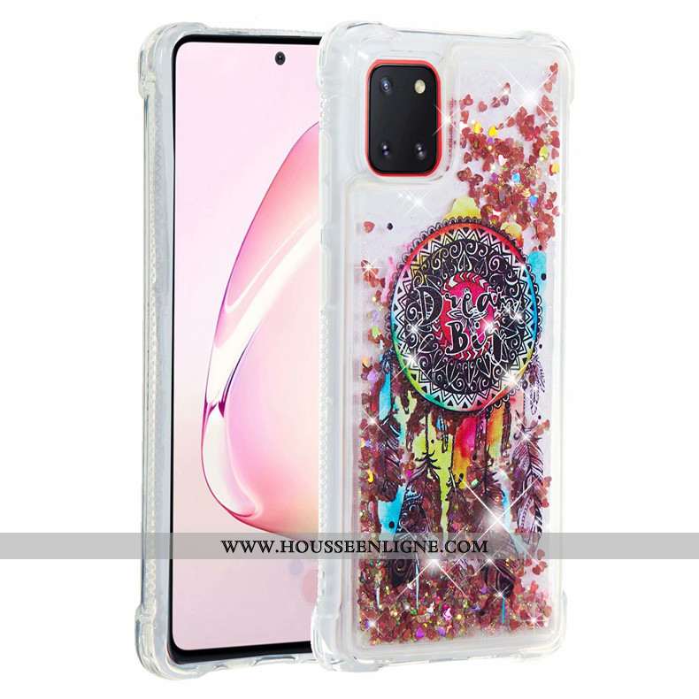 Coque Samsung Galaxy Note 10 Lite Fluide Doux Rose Étui Rouge Étoile Téléphone Portable