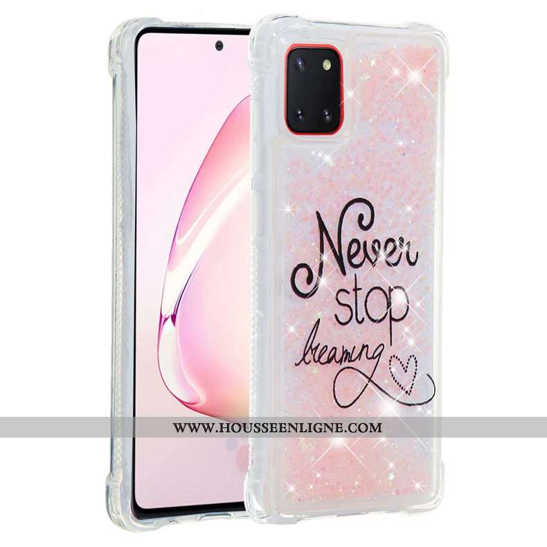 Coque Samsung Galaxy Note 10 Lite Fluide Doux Rose Étui Rouge Étoile Téléphone Portable