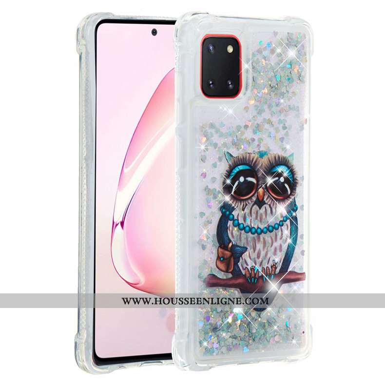 Coque Samsung Galaxy Note 10 Lite Fluide Doux Rose Étui Rouge Étoile Téléphone Portable