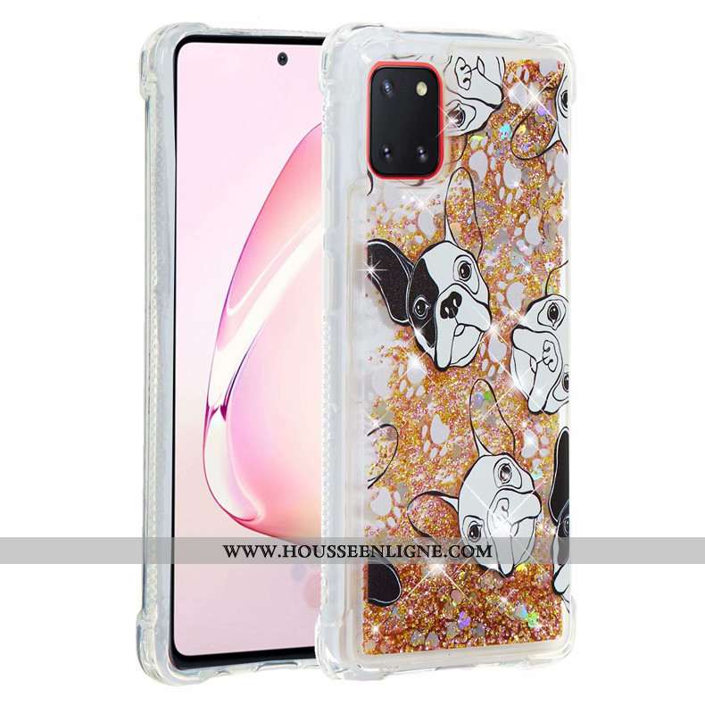 Coque Samsung Galaxy Note 10 Lite Fluide Doux Rose Étui Rouge Étoile Téléphone Portable
