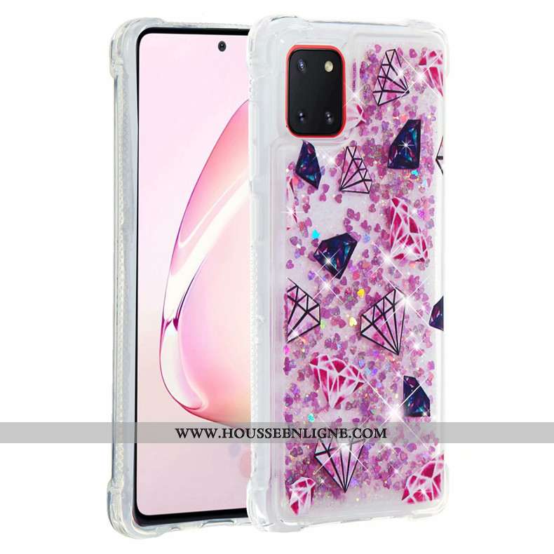 Coque Samsung Galaxy Note 10 Lite Fluide Doux Rose Étui Rouge Étoile Téléphone Portable