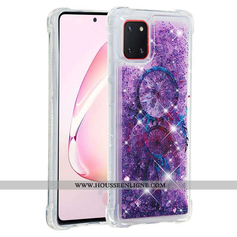 Coque Samsung Galaxy Note 10 Lite Fluide Doux Rose Étui Rouge Étoile Téléphone Portable