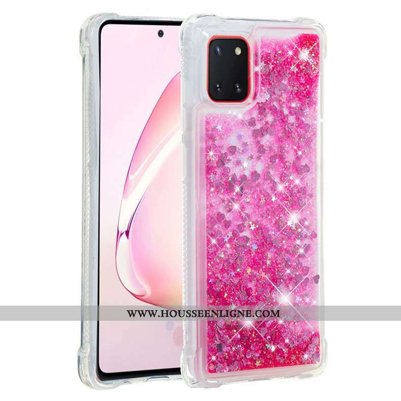 Coque Samsung Galaxy Note 10 Lite Fluide Doux Rose Étui Rouge Étoile Téléphone Portable