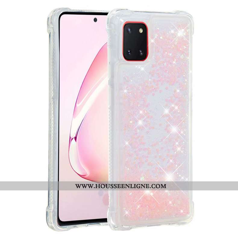 Coque Samsung Galaxy Note 10 Lite Fluide Doux Rose Étui Rouge Étoile Téléphone Portable