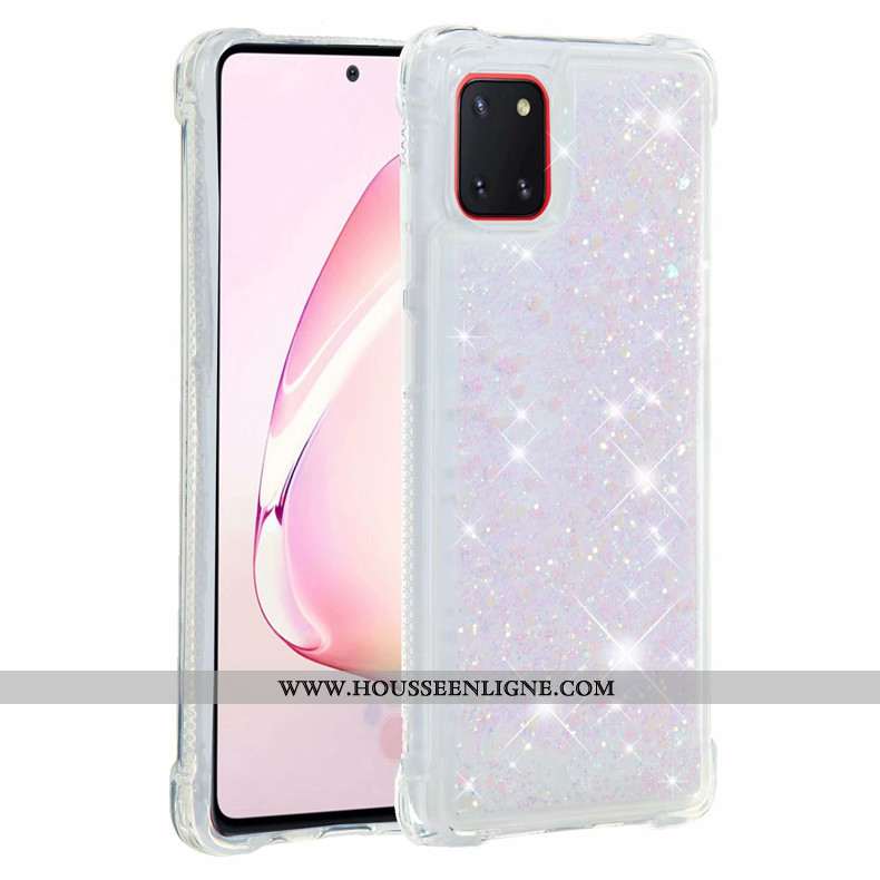 Coque Samsung Galaxy Note 10 Lite Fluide Doux Rose Étui Rouge Étoile Téléphone Portable