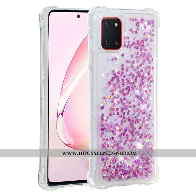 Coque Samsung Galaxy Note 10 Lite Fluide Doux Rose Étui Rouge Étoile Téléphone Portable