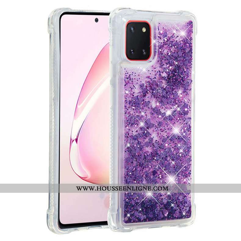 Coque Samsung Galaxy Note 10 Lite Fluide Doux Rose Étui Rouge Étoile Téléphone Portable
