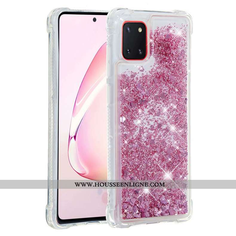 Coque Samsung Galaxy Note 10 Lite Fluide Doux Rose Étui Rouge Étoile Téléphone Portable