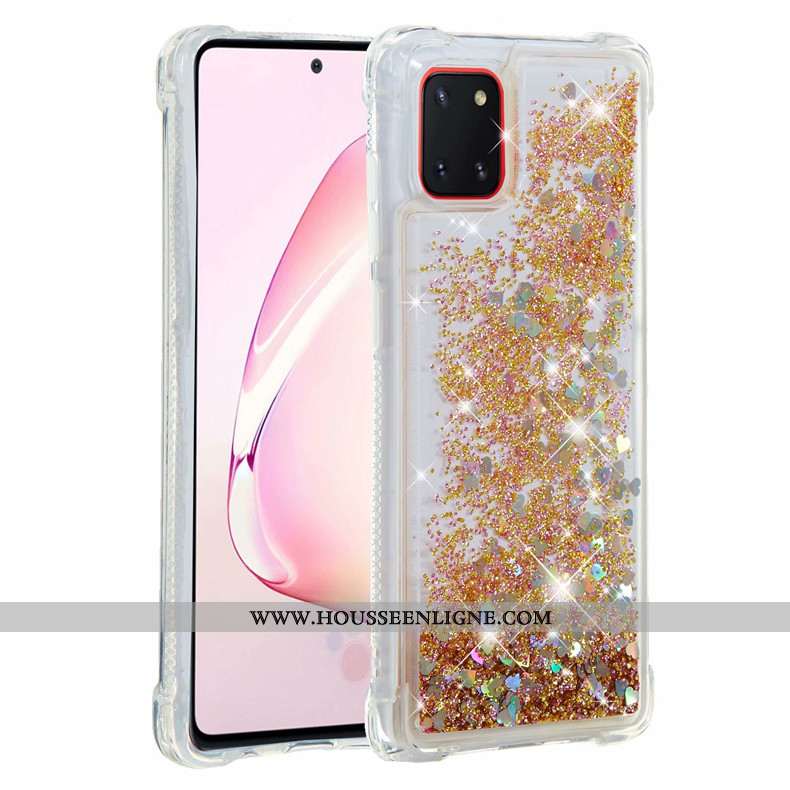 Coque Samsung Galaxy Note 10 Lite Fluide Doux Rose Étui Rouge Étoile Téléphone Portable