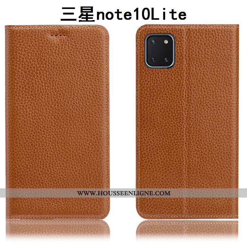Coque Samsung Galaxy Note 10 Lite Modèle Fleurie Protection Incassable Litchi Étui Housse Bleu Foncé