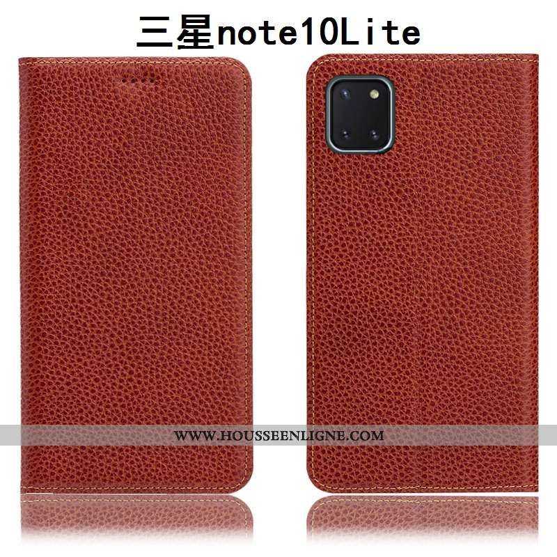 Coque Samsung Galaxy Note 10 Lite Modèle Fleurie Protection Incassable Litchi Étui Housse Bleu Foncé