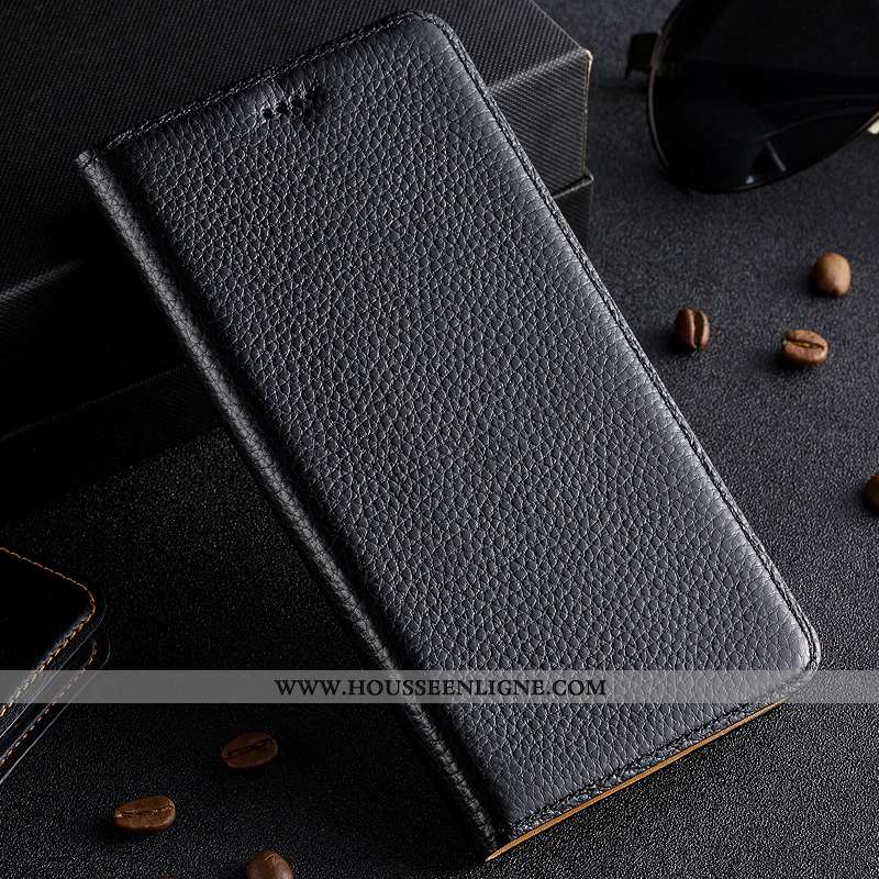 Coque Samsung Galaxy Note 10 Lite Modèle Fleurie Protection Incassable Litchi Étui Housse Bleu Foncé
