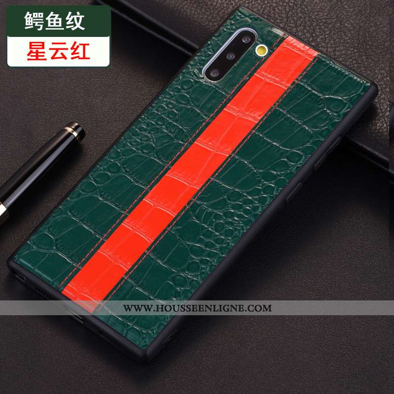 Coque Samsung Galaxy Note 10 Modèle Fleurie Protection Étui Étoile Vert Crocodile Verte