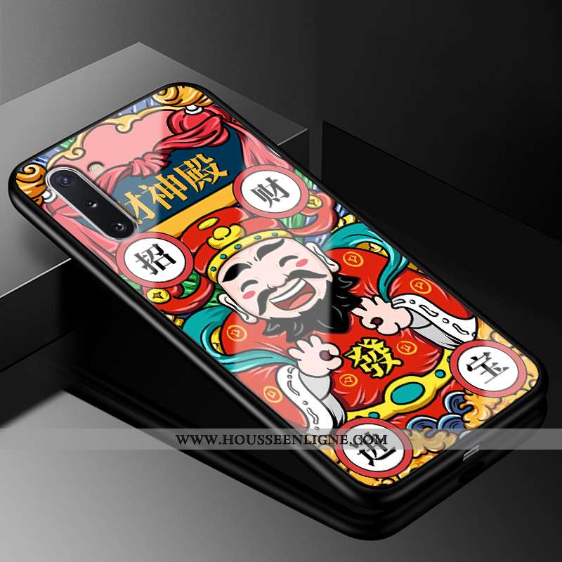 Coque Samsung Galaxy Note 10 Personnalité Créatif Fluide Doux Vent Verre Incassable Rouge