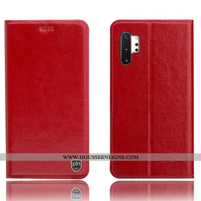 Coque Samsung Galaxy Note 10+ Protection Cuir Véritable Tout Compris Téléphone Portable Marron Étoil