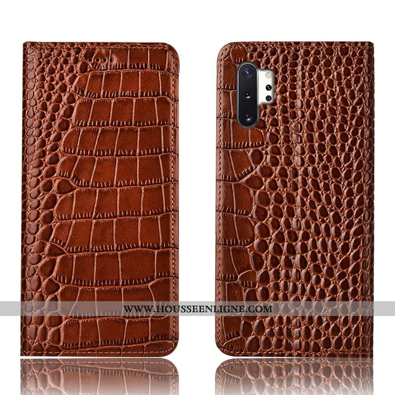 Coque Samsung Galaxy Note 10+ Protection Cuir Véritable Téléphone Portable Crocodile Tout Compris Ma