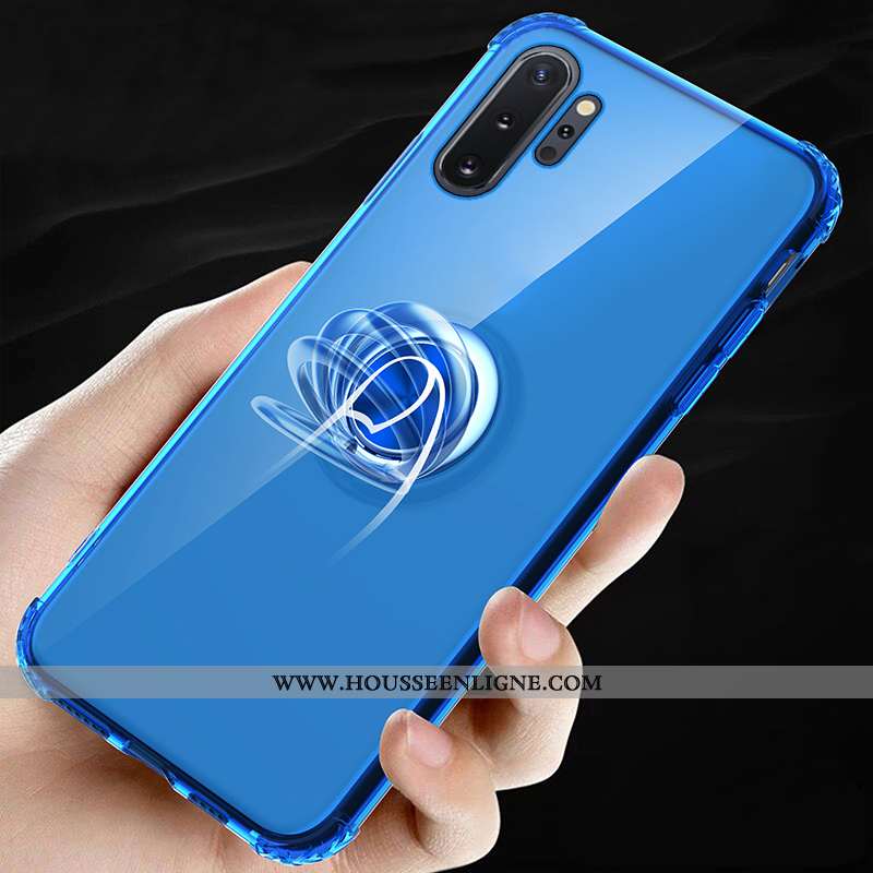 Coque Samsung Galaxy Note 10+ Protection Fluide Doux Étui Incassable Invisible Support Bleu
