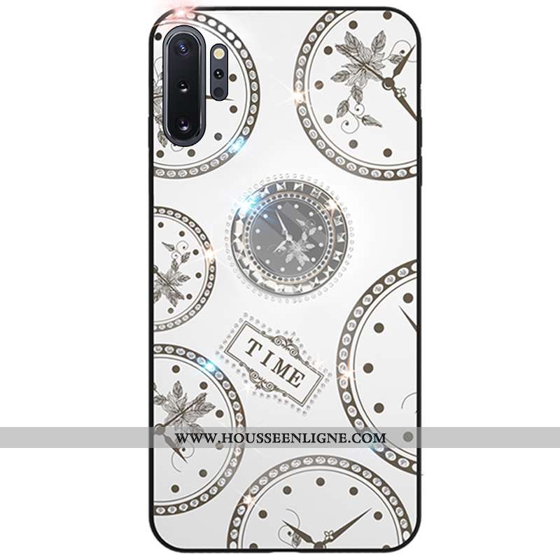 Coque Samsung Galaxy Note 10+ Protection Strass Fluide Doux Créatif Support Blanc Blanche