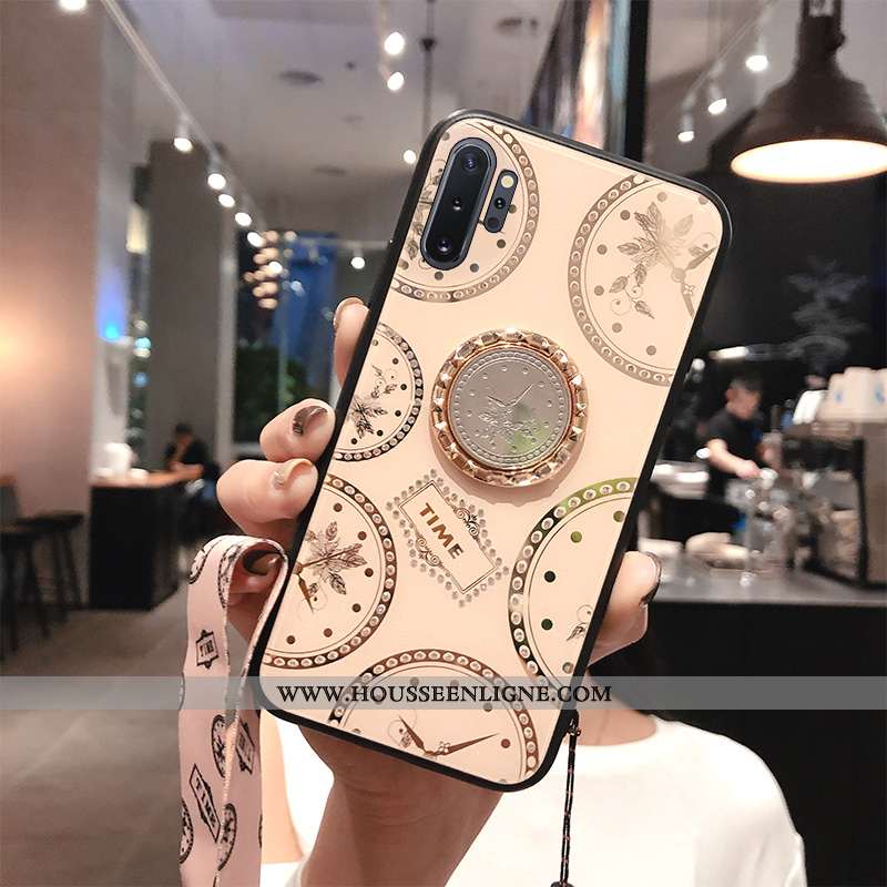 Coque Samsung Galaxy Note 10+ Protection Strass Fluide Doux Créatif Support Blanc Blanche
