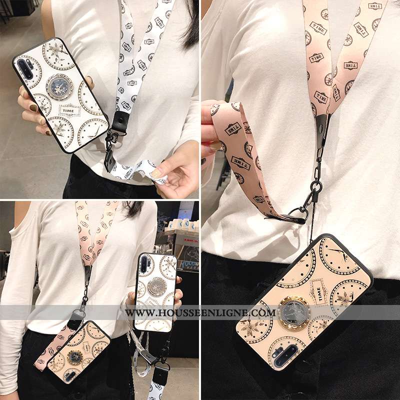 Coque Samsung Galaxy Note 10+ Protection Strass Fluide Doux Créatif Support Blanc Blanche