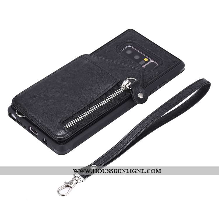 Coque Samsung Galaxy Note 8 Protection Portefeuille Étoile Bleu Marin Téléphone Portable Clamshell C