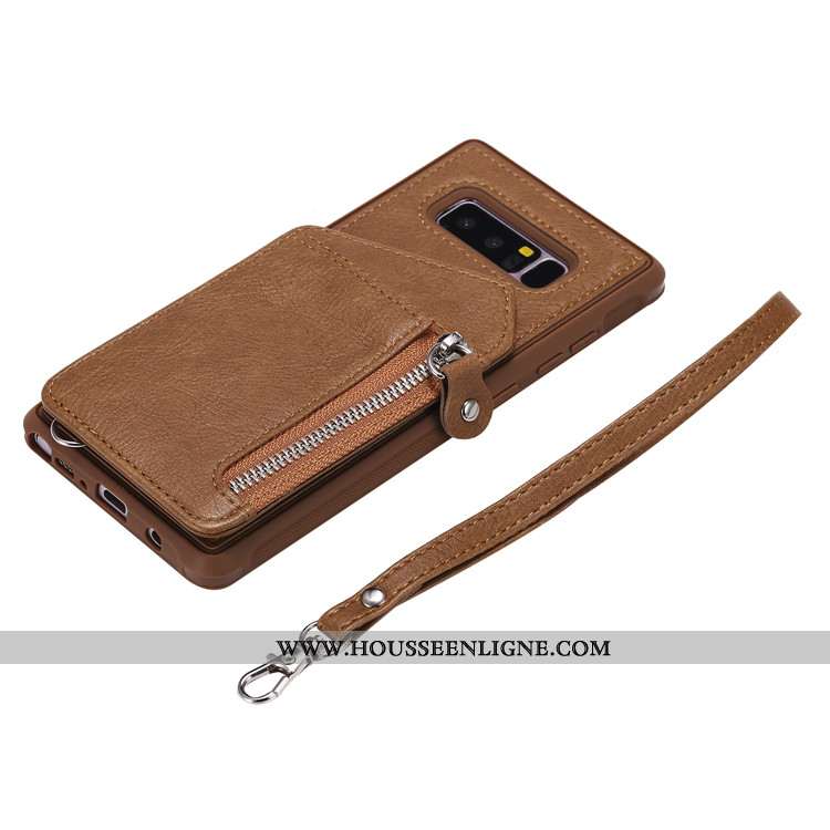 Coque Samsung Galaxy Note 8 Protection Portefeuille Étoile Bleu Marin Téléphone Portable Clamshell C