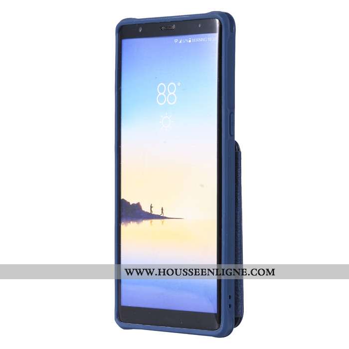Coque Samsung Galaxy Note 8 Protection Portefeuille Étoile Bleu Marin Téléphone Portable Clamshell C
