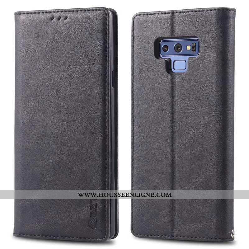 Coque Samsung Galaxy Note 9 Cuir Silicone Étoile Étui Incassable Clamshell Marron
