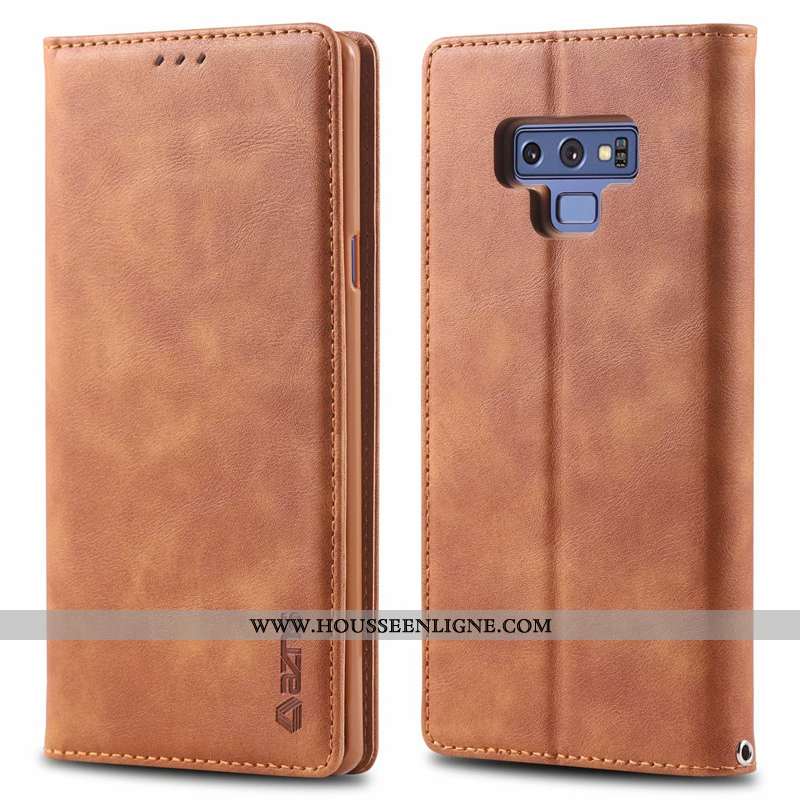 Coque Samsung Galaxy Note 9 Cuir Silicone Étoile Étui Incassable Clamshell Marron